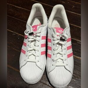 Men’s Adidas Superstar “White Bliss Pink” Stripe Size 11